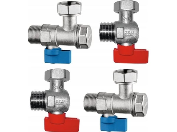 Top-Therm universal sett med vinkelventiler til gasskjeler m. filter (2 stk 1/2" + 2 stk 3/4")