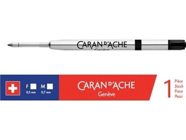 CARAN D'ACHE blekkroller-utenrør/erstatningsmine, F, svart, passer til blekkroller 849, strektykkelse: F, rør av - 1 stk (8468.009)