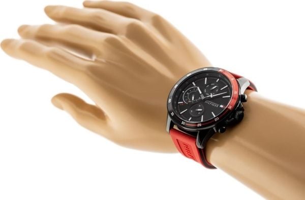 Herreklokke Tommy Hilfiger, svart/rød