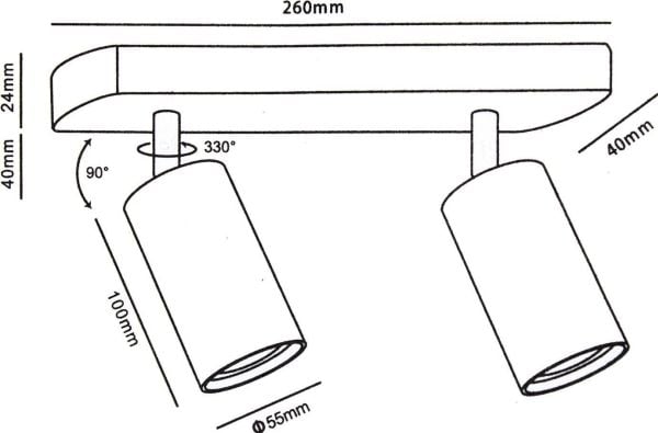Taklampe Maclean – spot-/takarmatur SPOT GU10 MCE452 B