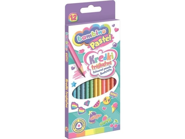 Bambino 12k pastellfärgade trekantiga kritor