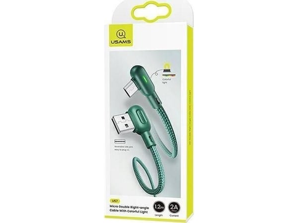USB-kabel Usams USB-A til microUSB 1,2 m grønn (6958444948614)