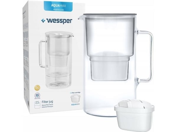 Wessper Aquamax Krystallinsk grå filterkanne + 1 patron