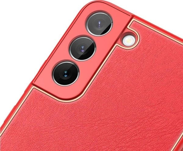 Dux Ducis Yolo elegant deksel i økologisk lær for Samsung Galaxy S22 + (S22 Plus) - rød
