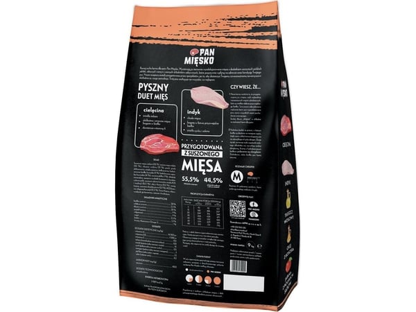 Pan Miesko Hundefoder torrt Cielecina z indykiem (vuxen) knapriga M 9 kg