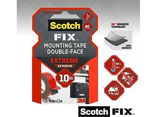 3M Scotch monterings-/dubbelhäftande tejp Extralna utomhus 19mm x 1,5m