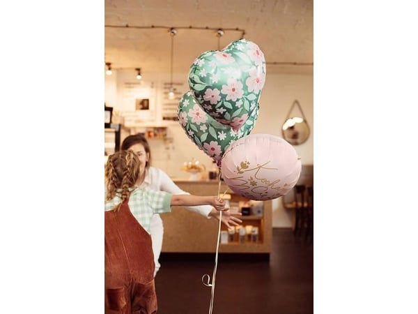 Folieballon hjerte med blomster
