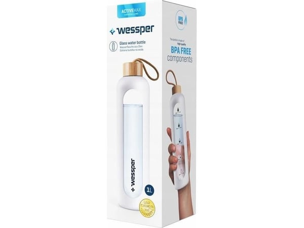 Wessper motivasjonsflaske 1 liter - hvit