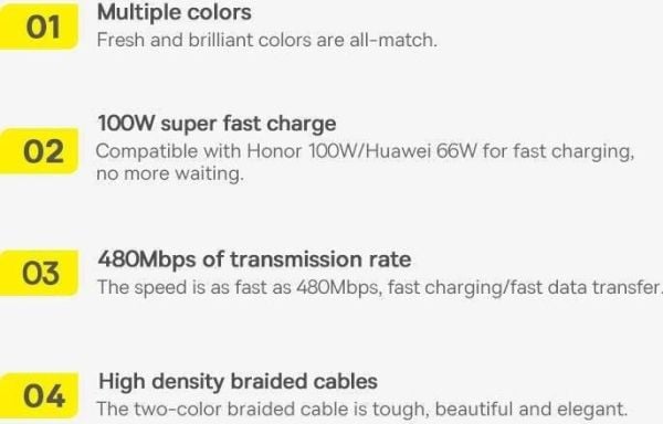 Baseus USB-A til USB-C-kabel 2 m hvit (CALD000702)