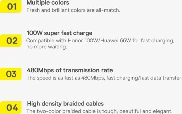 Baseus USB-A til USB-C-kabel 2 m hvit (CALD000702)