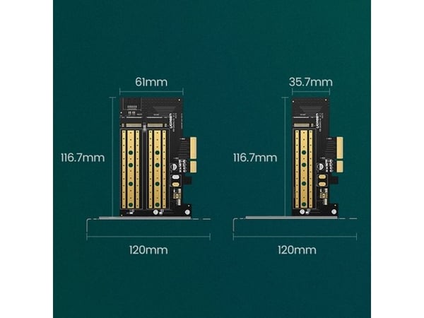 Ugreen adapter PCIe 3.0 x4 till M.2 M-Key + M.2 B-Key