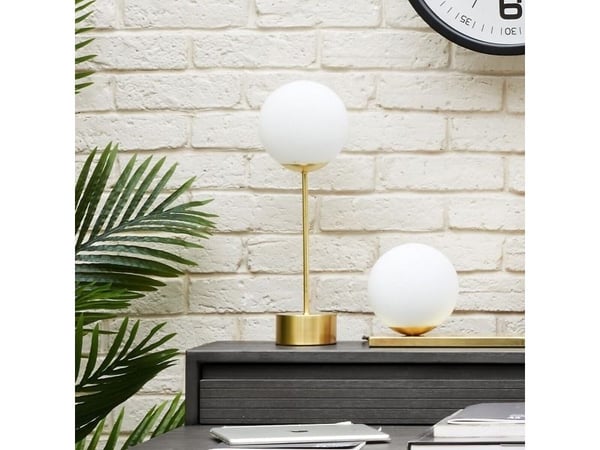 Atmosphera bordlampe, Dris Gold nattbordslampe, glassskjerm
