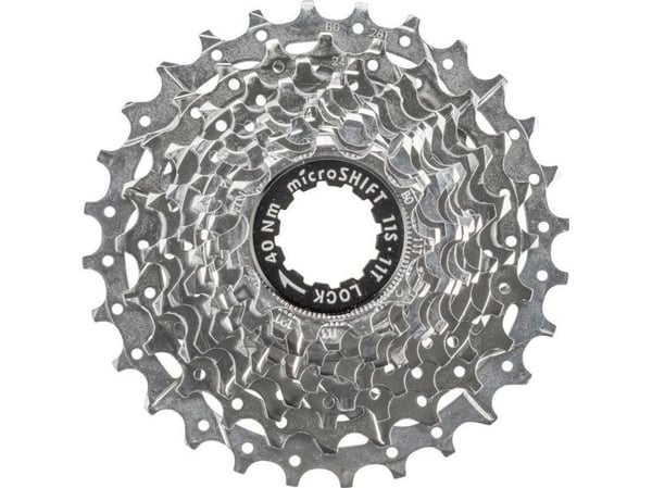 Microshift MICROSHIFT CENTOS 11-trinns kassett, stål, Shimano-kompatibel, 11-12-13-14-15-16-17-19-21-23-25, Krom, (NY)