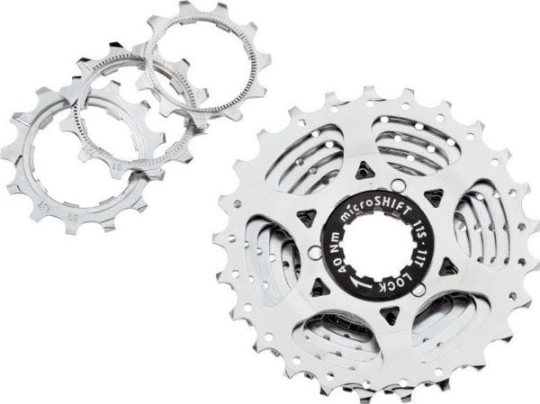 Microshift MICROSHIFT CENTOS 11-trinns kassett, stål, Shimano-kompatibel, 11-12-13-14-15-16-17-19-21-24-28, Krom, (NY)