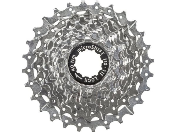 Microshift MICROSHIFT CENTOS 11-trinns kassett, stål, Shimano-kompatibel, 11-12-13-14-15-16-17-19-21-24-28, Krom, (NY)
