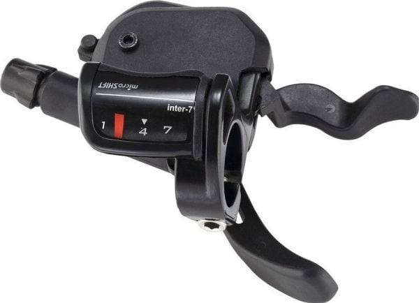 Microshift girhendel MICROSHIFT, høyre, 7. gir, kompatibel med Shimano, Xpress Shifter, optisk indikator, svart (NEW)