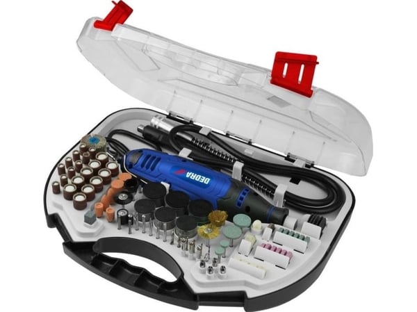 Dedra minislipemaskin 135 W – sett med tilbehør 215 deler, koffert