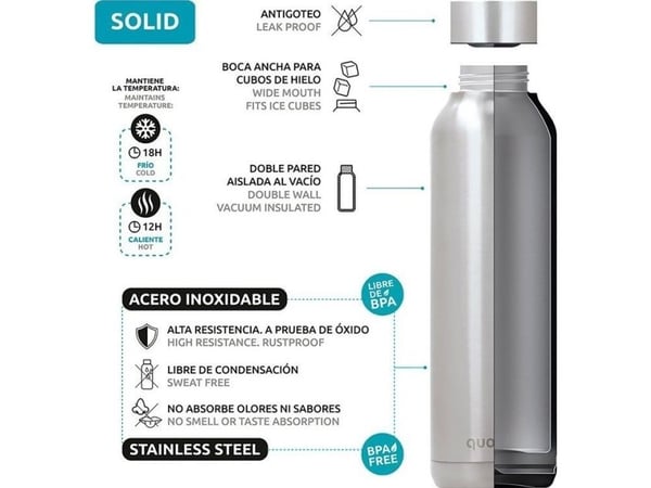 Quokka Solid Kids med rem - termosflaska i rostfritt stål 330 ml (Zebras)