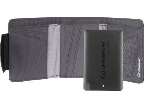 Lifeventure RFID charge-lommebok med powerbank grå
