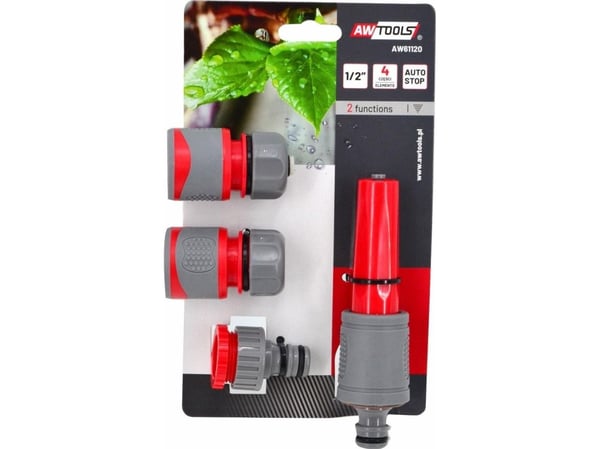 AWTools sprinklersats 4 delar 1/2" gummihandtag