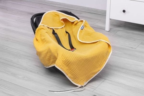 Sensillo muslin trekk til barnevogn MUSLINOWY OTULACZ 75x75 sennepsgul