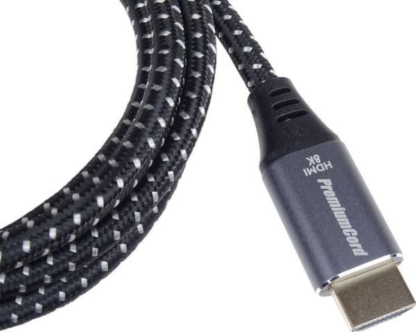 PREMIUMCORD-kabel HDMI 2.1 høyhastighets + Ethernet-kabel 8K@60Hz, gullbelagte kontakter, 1m