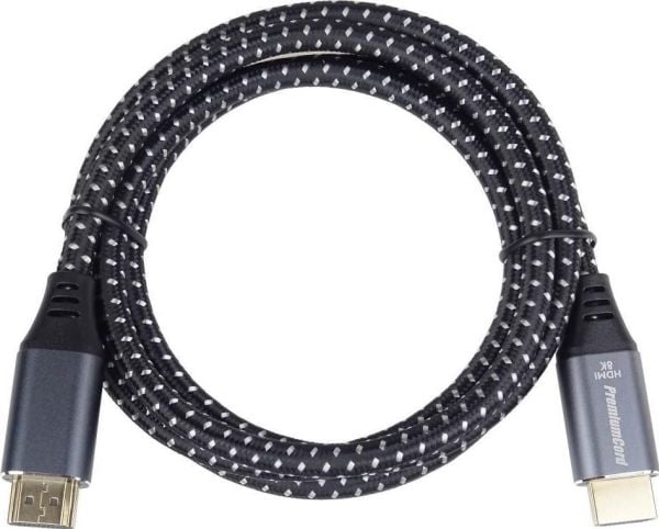 PREMIUMCORD-kabel HDMI 2.1 høyhastighets + Ethernet-kabel 8K@60Hz, gullbelagte kontakter, 1m