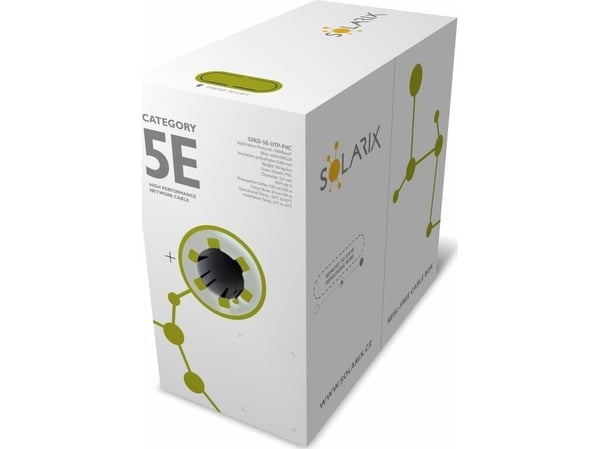 Solarix CAT5E UTP installasjonskabel i PVC, 100 m/boks SXKD-5E-UTP-PVC