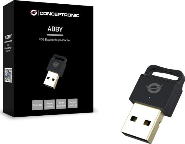 Conceptronic ABBY06B, Trådlös, USB, Bluetooth, 3 Mbit/s, Svart