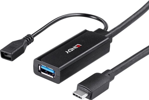Lindy 43344, USB 3.2 Gen 1 (3.1 Gen 1) Type-C, USB 3.2 Gen 1 (3.1 Gen 1) Type-A, 5000 Mbit/s, Musta, akryylinitriilibutadieenistyreeni, pyöreä kaapeli