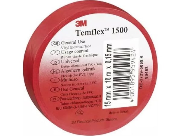 3M 7100184807, 1 stykker, Rød, PVC, 600 V, Blister, 20,12 m