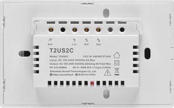 Sonoff T2US2C - 2-gangs Wi-Fi smart veggbryter US - hvit