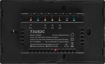 Sonoff T3US2C 2-gangs Wi-Fi smart veggbryter US - svart