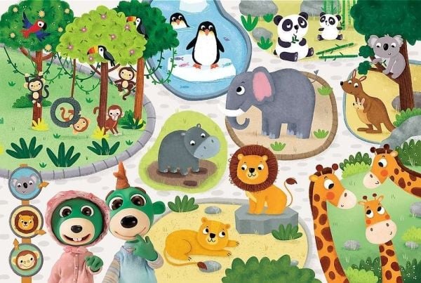 Trefl Primo Puzzle Giant 3in1 15 osainen Bobbies eläintarhassa -palapeli