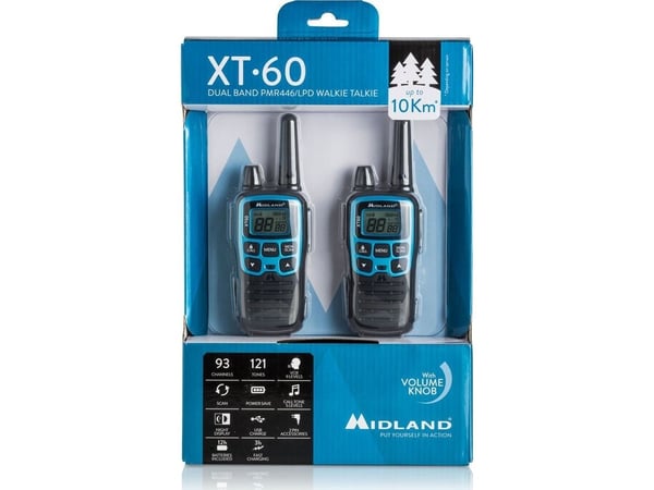 Midland XT60, 24 kanaler, 446.00625 - 446.0937 MHz, LCD, AAA, 112 g, 54 x 33 x 120 mm