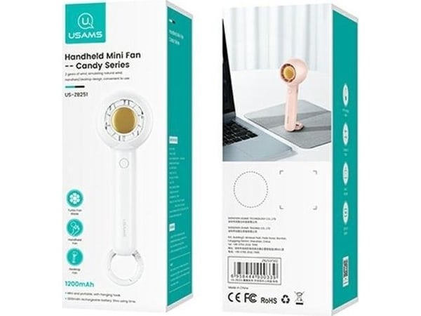 USAMS håndholdt mini-vifte Candy Series 1200mAh hvit (US-ZB251)