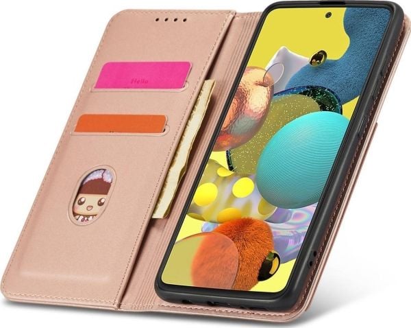 Magnetisk korthus/deksel til Samsung Galaxy A12 5G - lommebok kortholder - rosa