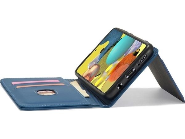 Hurtel Magnet Card Case Case for Samsung Galaxy A13 5G Cover Card Lommebok Kortstativ Blå