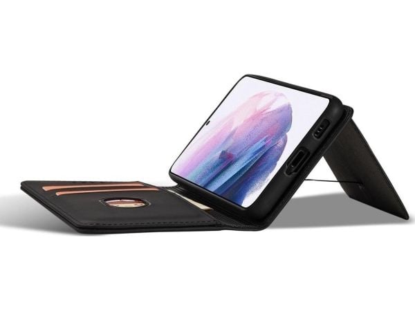 Magnetisk kortholder til Samsung Galaxy S22 + (S22 Plus) - svart lommebok-kortholder