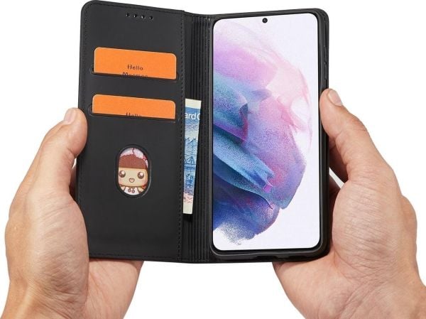 Magnetisk kortholder til Samsung Galaxy S22 + (S22 Plus) - svart lommebok-kortholder