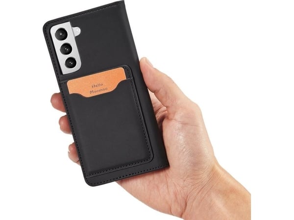 Magnetisk kortholder til Samsung Galaxy S22 + (S22 Plus) - svart lommebok-kortholder