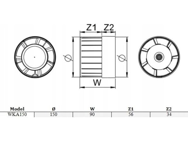 AWENTA Kanalvifte Awenta WKA150 Wka fi150mm 240m3/h 15W 230V hvit