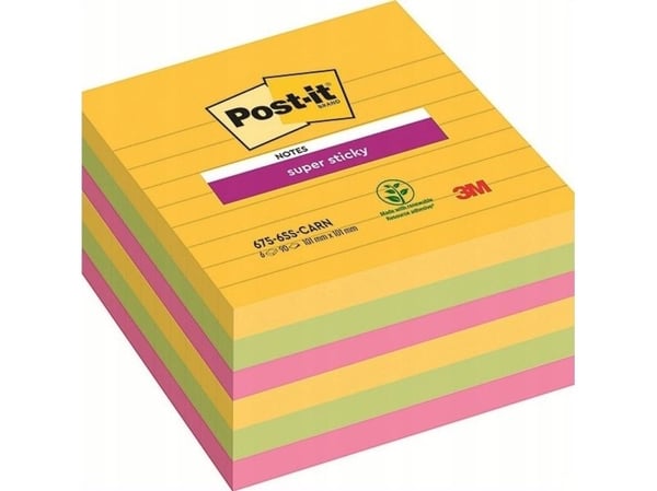 3M 7100234516, Neliö, Sininen, Vaaleanpunainen, Keltainen, Paperi, 60%, SGSCH-PEFC-COC-110078, 101 mm