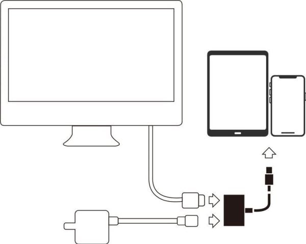 AV-adapter Joyroom Joyroom-adapter Lightning (hann) til digital HDMI (hun) + Lightning (hun) adapter FullHD 1080p 60Hz hvit (S-H141 hvit)