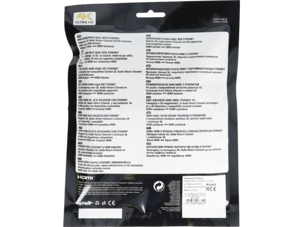 Techonic HDMI - HDMI-kaapeli 5m musta (5903396086809)