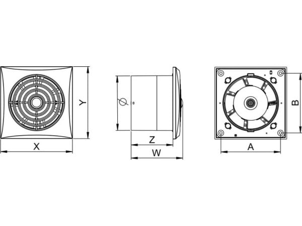 AWENTA baderomsventilator WZ125H Silence fi125mm 175 m³/h 13,5W 230V med tidsbryter og fuktighetssensor hvit
