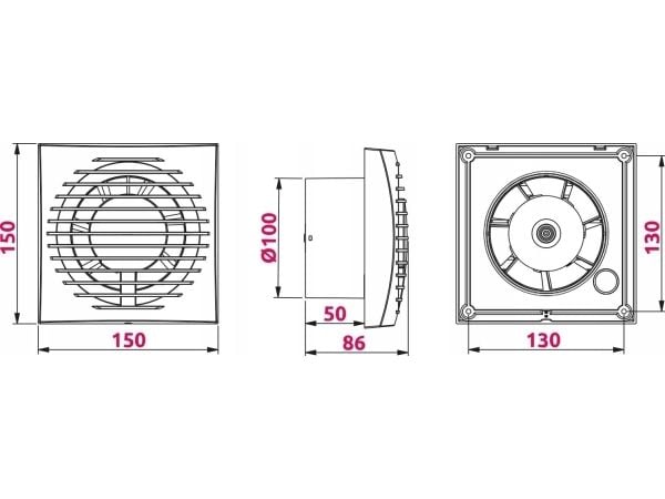 Awenta baderomsvifte Awenta WFA100 Focus Ø100mm 85 m³/h 8W 230V hvit