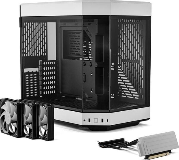 HYTE Y60 - Mid tower - utvidet ATX (E-ATX) - sidepanel med vindu (herdet glass) - ingen strømforsyning (ATX) - hvit - USB/lyd