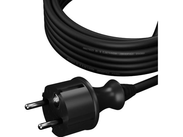 AWTools kabel med støpsel 1,5 m 3x1,5 svart H05VV-F