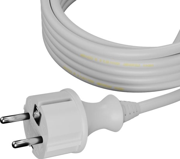 AWTools kabel med støpsel 2 m 3x1,0 hvit H05VV-F